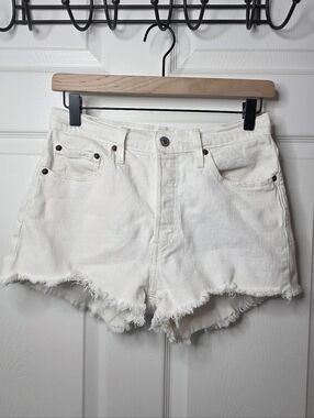 Levi's Women's White Denim Cutoff Frayed Jean Shorts